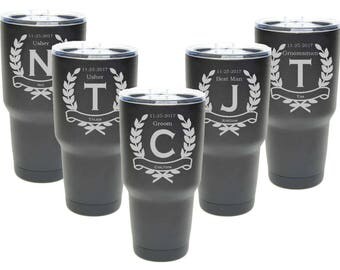 Groomsmen Tumblers, 30 oz. Black Coated Groomsmen Gift, Custom Engraved 30 oz. Tumblers, ANY QUANTITY