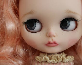 Custom Blythe Doll - Hand created, Blythe custom, OOAK Blythe doll, pink haired Blythe, Art doll, handpainted doll.