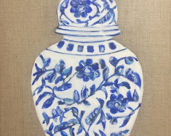 Original Acrylic Painting "Blue & White Ginger Jar". 11 x 14 ***Free Shipping!***