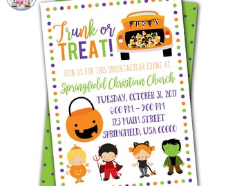 Trunk or Treat Invitation, Trunk or Treat Flyer, Trunk or Treat Invite, Halloween Party