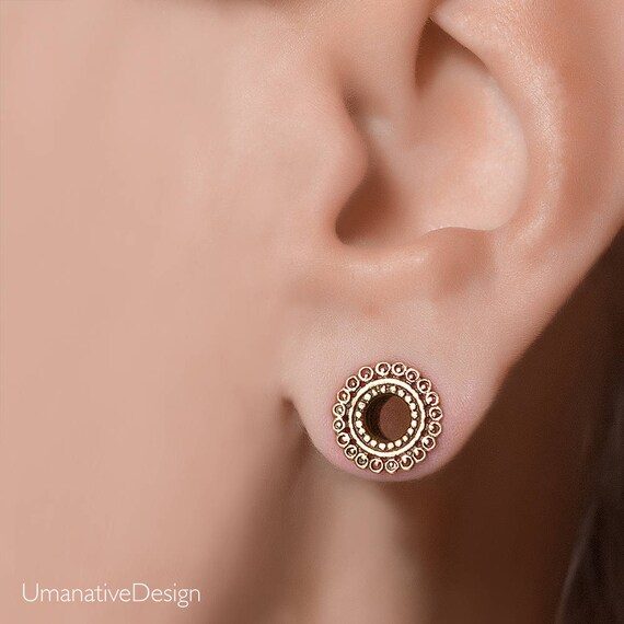 Brass ear tunnel 6mm 8mm 10mm 12mm 2g 0g 00g 000g . tribal
