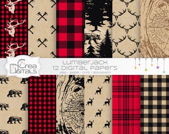 Rustic lumberjack buffalo plaid - 12 digital papers - DIRECT DOWNLOAD