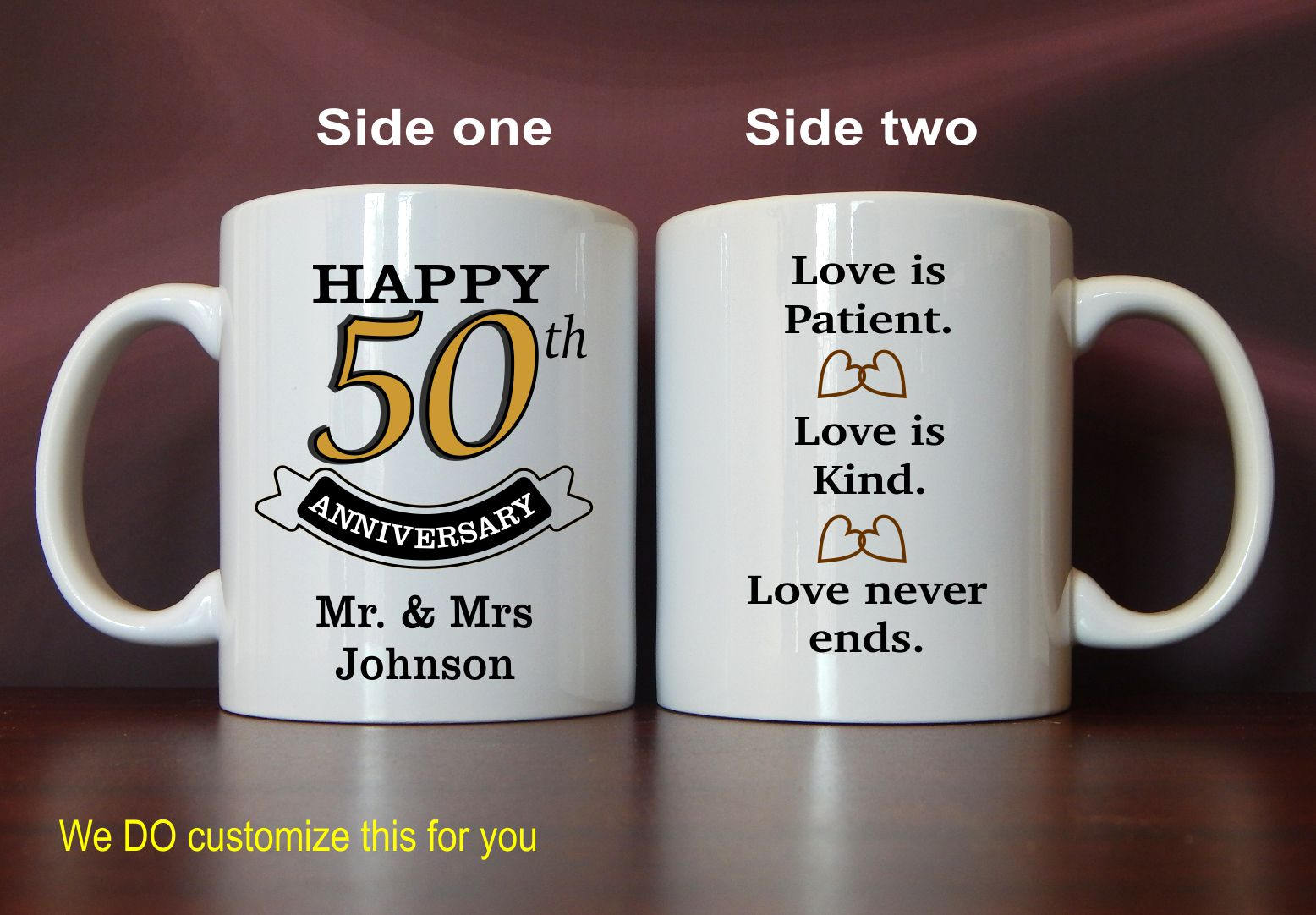 50th Custom Wedding Anniversary MugsPersonalized Silver