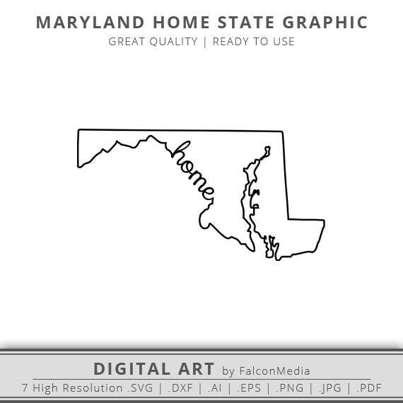 Download Maryland Home State Outline Graphic Maryland SVG Maryland