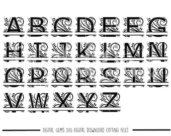 Regal split letter svg / dxf / eps / png files. The files work well with Silhouette and Cricut. Digital Download. Commercial use ok.