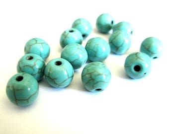 10 turquoise synthetic howlite 8mm beads