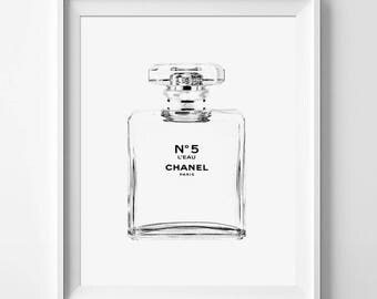 Chanel l'eau Chanel art printed Large Chanel wall art coco Chanel poster coco Chanel print coco Chanel wall art chanel Chanel No.5 Sketch