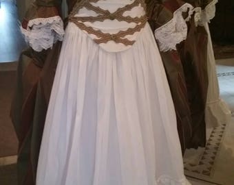 18th Century Zone Front Gown Size 14 to 18. All Boned in Striped Taffeta