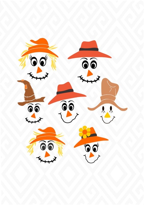 Scarecrow Faces SVG DXF EPS Ai Jpeg Png and Pdf Digital