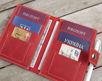 Leather family passport holder\ Leather Family Passport Cover\ Holds 4 6 Passports\ family passport holder\ leather travel wallet