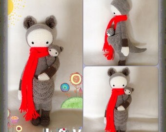 KIRA the KANGAROO by Lalylala pattern/ Crochet Kangaroo/ Crochet Doll/ Amigurumi Doll/ stuffed kangaroo