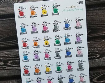 Clean make up brushes - beauty - made for the Erin Condren planner Stickers - 169