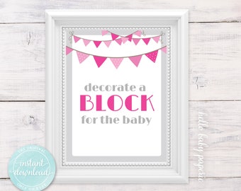 Decorate a Block Sign a Block Boy Baby Shower Baby