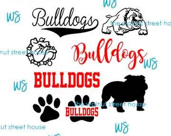 SVG - Bulldog SvG. JPG included. Digitally downloadable file only Mascot Bulldog Logo TEam Spirit Logo, Bulldog Clipart