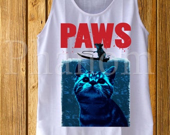 Cat Shirt Womens, Cat Tshirt Womens, Cute Cat Women tank top, workout women shirt, Jaws Paws Cat Clothing women, Funny Tshirt, Custom Tshirt