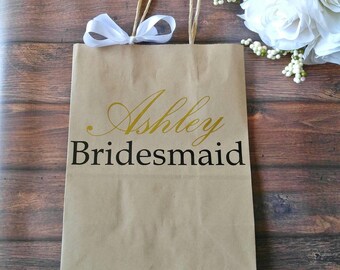 Personalized gift bag - bridesmaid gift - custom gift bag - maid of honor gift - Kraft paper gift bag - matron of honor gift - bride gift