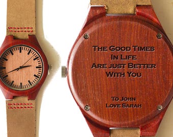 Mens wooden watch, Boyfriend Gift, Wooden Watch, Engraved Wood Watch, Birthday Gift, Gift for him, Couple Gift, Watch for men, Montre Homme