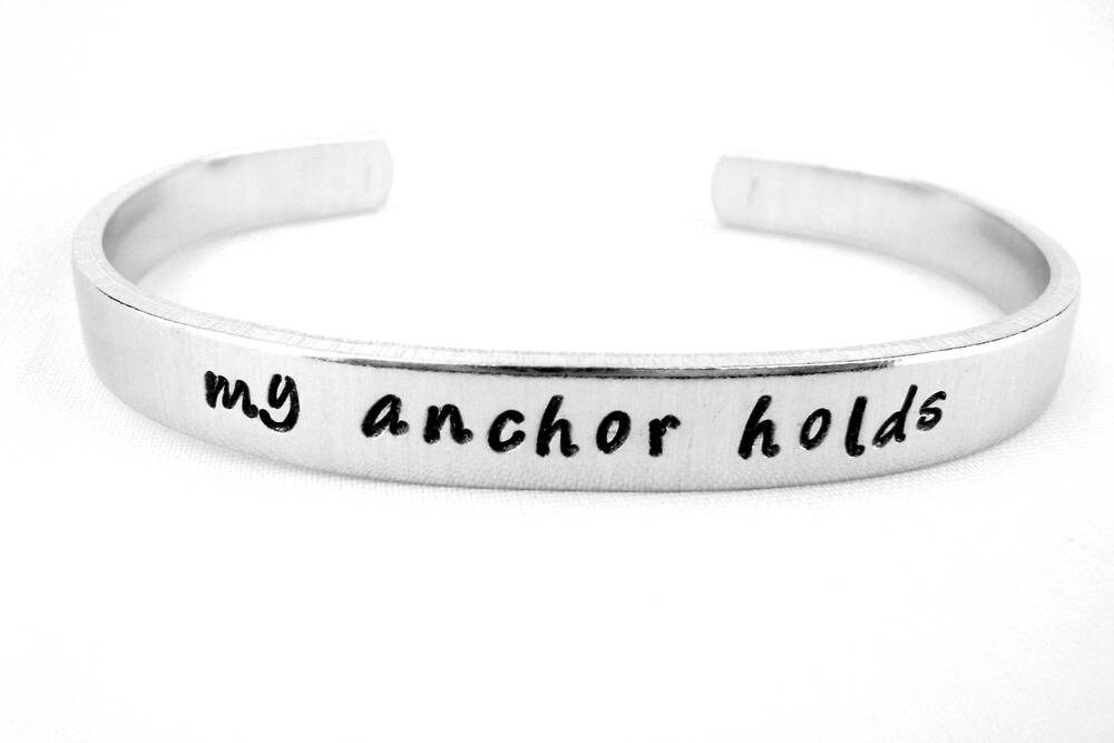 My anchor holds Christian jewelry bible verse cuff scripture