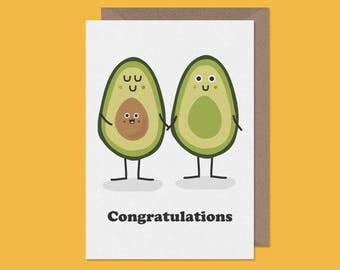 Funny new baby card. its a boy. newborn baby card.avocado card. new baby card. new parents card. congrats. baby boy. baby girl. pun card