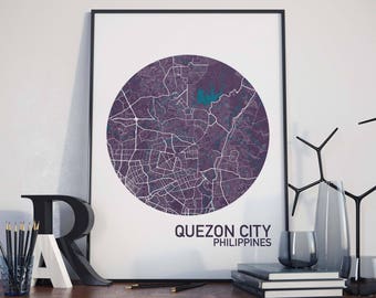 Quezon City, Philippines City Map Print