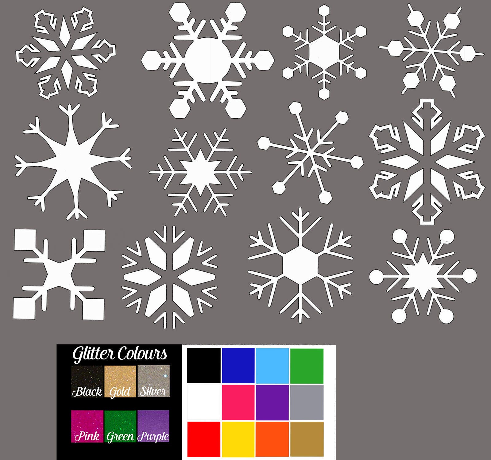 Snowflake Stickers. Christmas Window Decals. Snowflake Decals.
