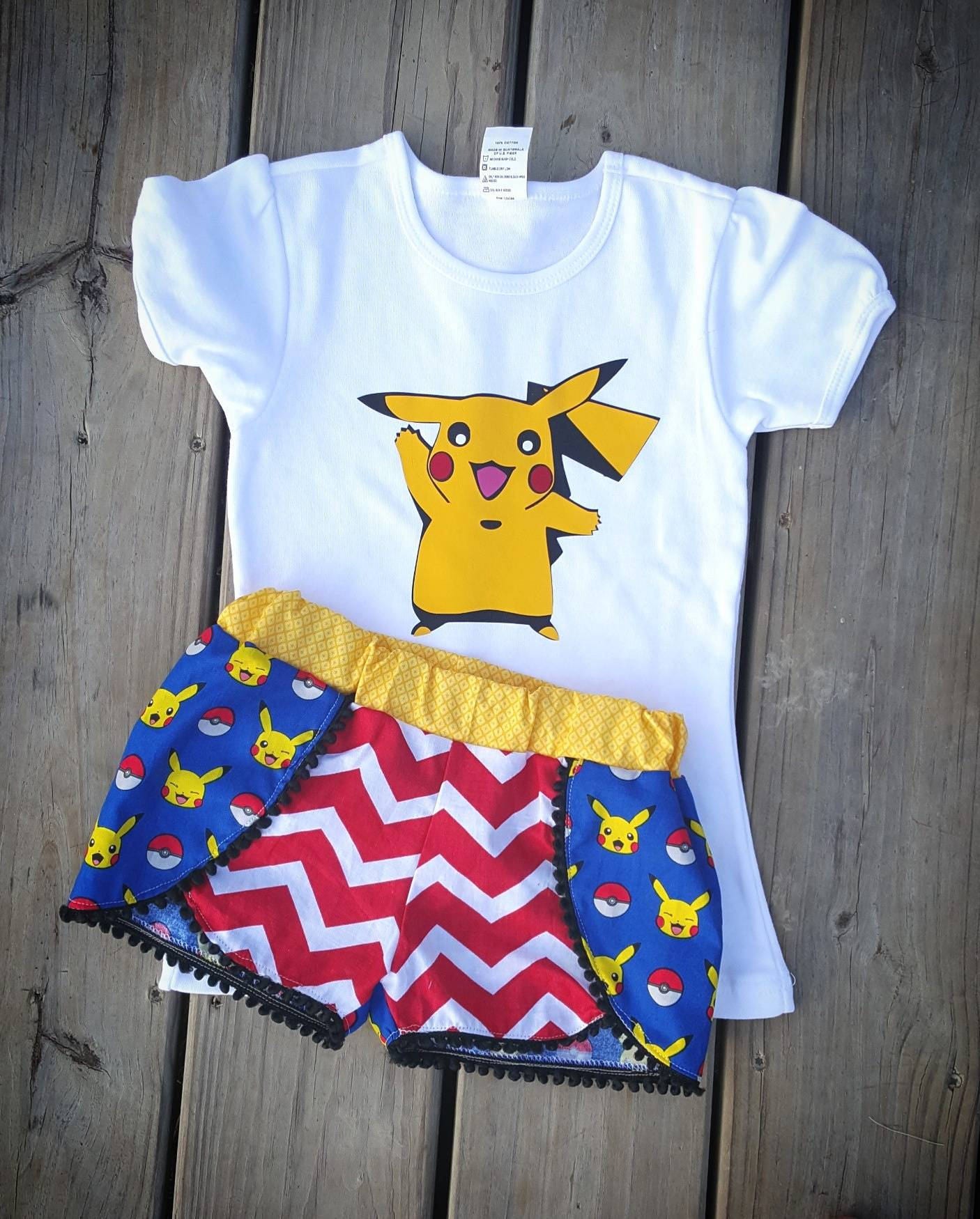 pikachu outfit pikachu shorts pikachu shirt girl Pokemon