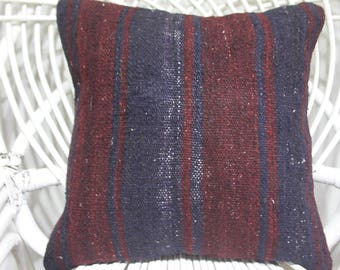 killim pillow red and blue tissu azteque kilim woven bench 16 x 16 pillow covers western pillow undyed wool woven wool pillow 16x16 4166