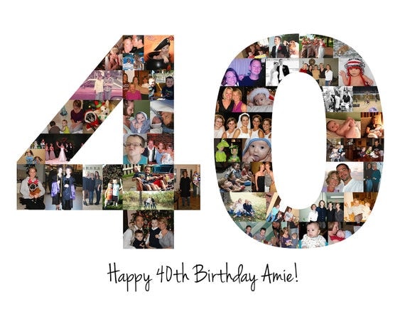 40th Birthday Gift Number Photo Collage 40th Anniversary