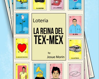 La Reina Del Tex Mex Inspired Loteria Folk Art Bingo