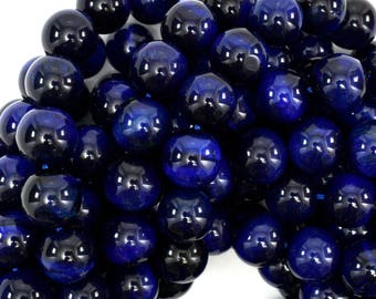 12mm blue tiger eye round beads 15.5" strand 38909