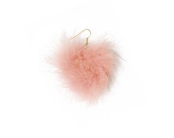 FLASH SALE! Pink Fluffy Pom Pom Earrings with Yellow Gold Plated Ear Hook