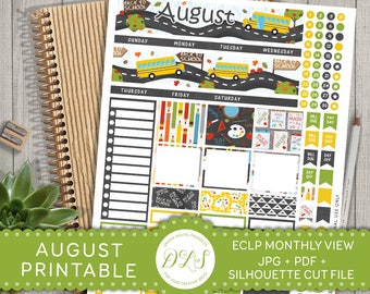 August Monthly Stickers Kit for use with Erin Condren LifePlanner™, EC August Monthly Kit, Monthly Planner Printable Stickers, MV104