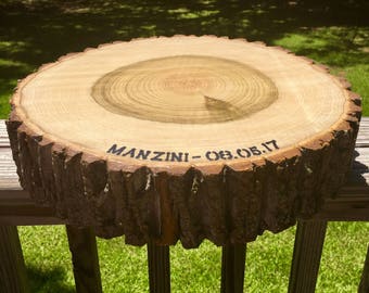 Engraved cake stand, personalized cake stand, wood slab cake stand, cake stand, wood slice cake stand, cake holder, cake stand.