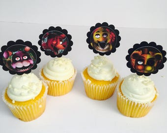 Five nights at Freddy's~Inexpensive Cup Cake Topper ~ With Child's Favorite Characters~ Children Birthday Party Supplies~ Cupcake Decorati