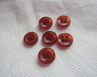 Set of 6 Brown buttons 4 hole 12 mm