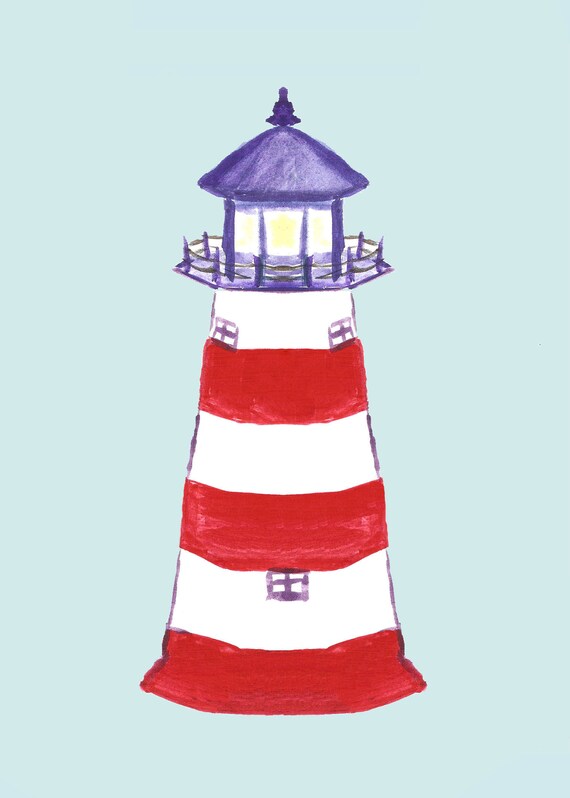 Lighthouse Art Lighthouse Print Kids Beach Art Nautical