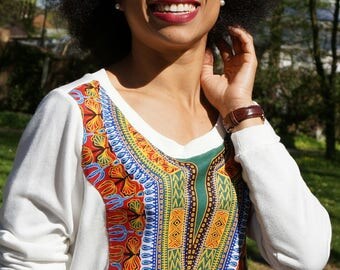 Sweater with African Fabric