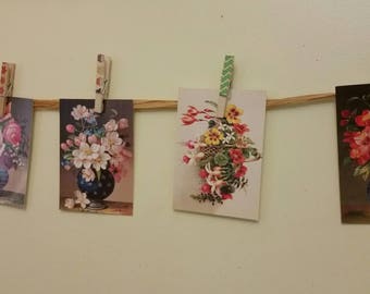 Make your own floral postcard bunting kit .