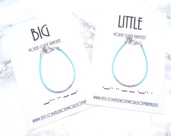 BIG LITTLE sorority morse code bracelets set, minimalist dainty bracelet, Big sister gift, BFF gift, Best friends, little sister gift