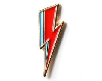 Bowie inspired Gold Enamel Pin // Aladdin Sane // David Bowie // Lightning Bolt // Accessories // Flair