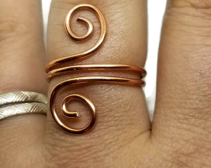 Double Spiral Copper Ring, Solid Copper Ring, Unique Birthday Gift, Gift for Her, Stocking Stuffer, Women's Copper Ring, Spiral Ring