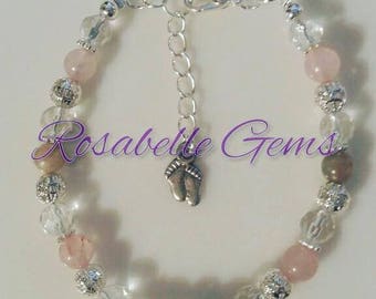Fertility Bracelet, Moonstone Bracelet, Rose Quartz Bracelet, Fertility Jewelry, Moonstone, Rose Quartz, Gift For Her, PCOS, Conceive A Baby