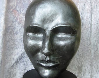 figurative sculpture gray metallic and Pearlescent "Suns woman head" - unique