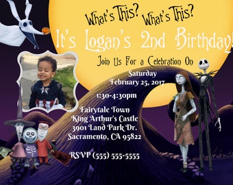 Nightmare Before Christmas Invitation, Nightmare Before Christmas Birthday, Jack and Sally, Zero, Digital JPEG format, Print at home