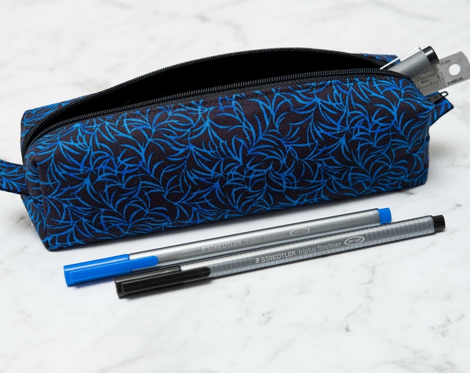 Blue and Black patterned pencil case