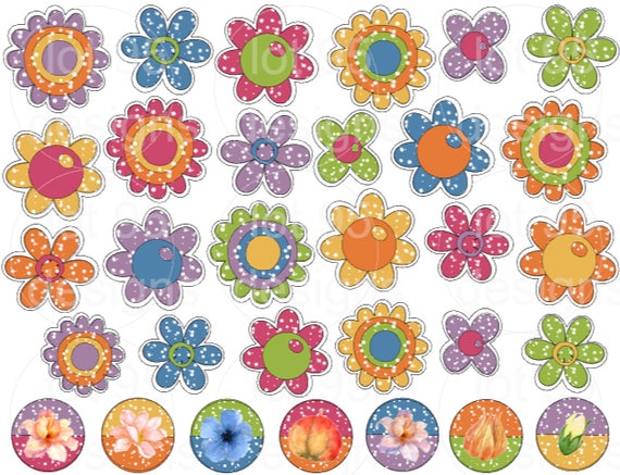 printable authenticity flower stickers fits on a