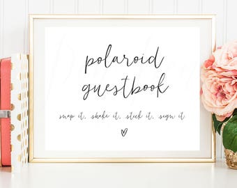 Polaroid Guestbook sign, Polaroid wedding guest book, photo guest book printable, polaroid guest book instructions, instant download, photo