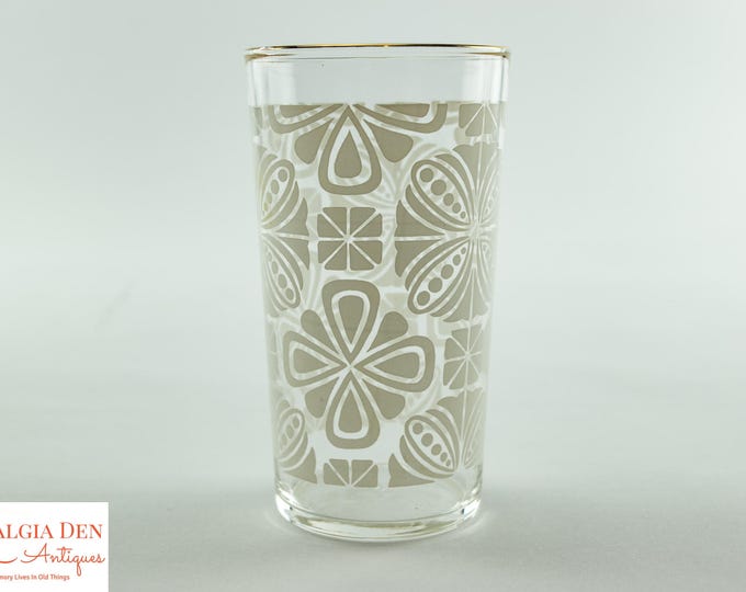 Federal Glass Tumblers | White and Gold 10 Oz MCM Drinking Glasses - Set Of 8