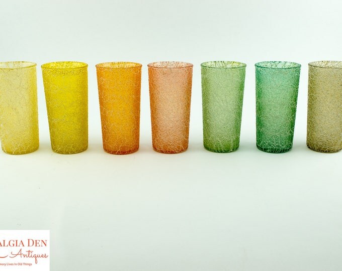 Pastel Color Craft Shat-r-Pruf Glasses | Spaghetti String Tumblers - Set of 7