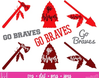 9 Braves SVG - Go Braves - Braves Football - High School or Little League Team - Braves Cutting Files